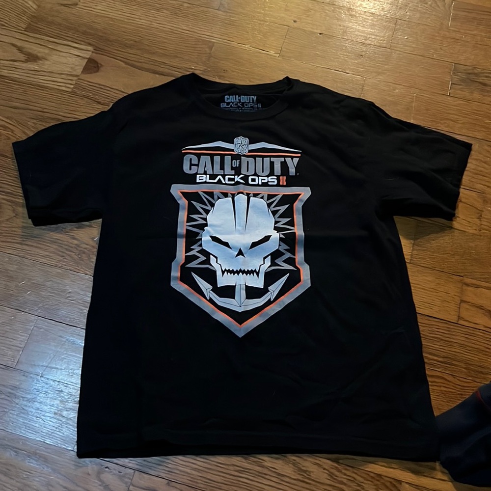 Call Of Duty Black Ops 2 Treyarch Activision T-Shirt black orange skull youth 2X